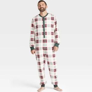 Hearth & Hand with Magnolia red/green plaid union suit pajamas Men's XL
